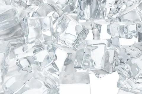 Ice cubes background, pile of white ice cubes. 3d rendering Stock Illustration