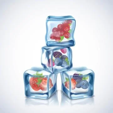Ice Cubes With Berries Illustrazione stock