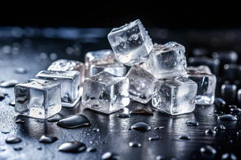 Ice cubes on a black table. Ice cubes Stock Photos