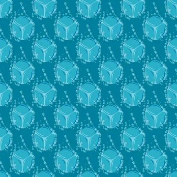 Ice cubes with bubbles vector illustration on blue background seamless patter 스톡 일러스트