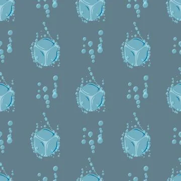 Ice cubes with bubbles vector illustration seamless pattern イラスト素材