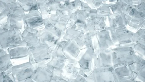 Ice cubes for cold drinks. Rotation of ice cubes from crystal clear water. 3d イラスト素材