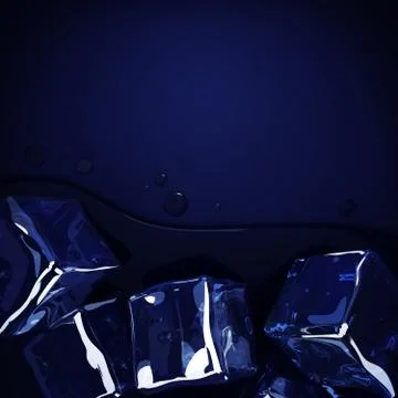 Ice cubes on a dark blue background Stock Illustration