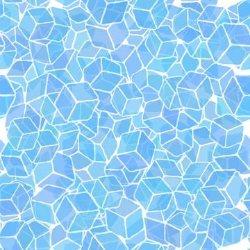 Ice Cubes for Drink on White Background. Blue Solid Crystal Set. Seamless イラスト素材
