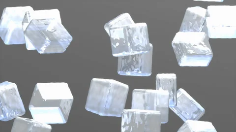 Ice cubes drop animationm, freshness, glass, liquid. 動画素材 33735207