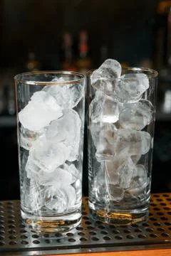 Ice cubes in an empty glass. Stock Photos