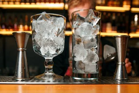 Ice cubes in an empty glass. Stock Photos
