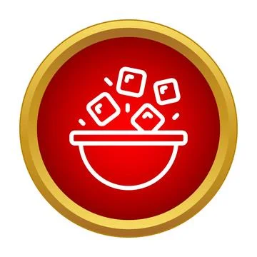 Ice cubes falling into bowl vector icon concept Stock Illustration