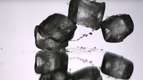 Ice Cubes Falling, Breaking Up Into White Background Video stock 104581829