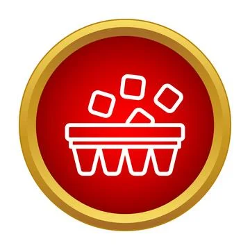 Ice cubes falling from tray in round icon Stock Illustration