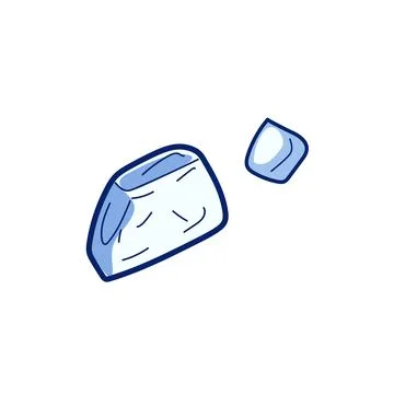 Ice cubes in flat design. Freeze square crystals for cocktail and water. Vect Stock Illustration