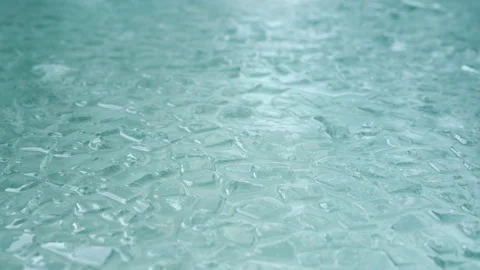 Ice Cubes Floating On The Water In The Tub For Ice Bath - Wim Hof Cold Stock Footage 221963535