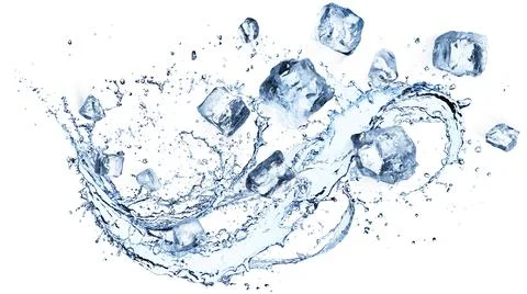 Ice Cubes In Flow Splashing - Cold And Refreshment Stock Photos