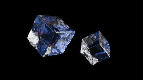 Ice cubes fly in in black background Stock Illustration