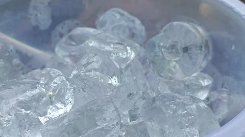 Ice cubes in ice bucket Stock Footage 304648364
