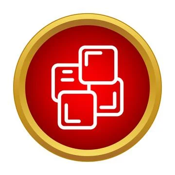 Ice cubes icon on a red round button Stock Illustration