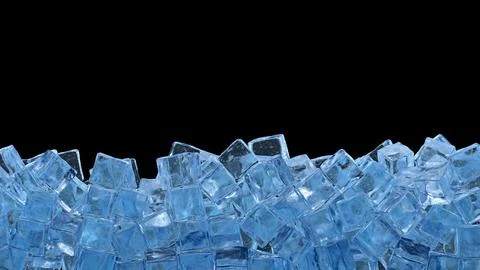 Ice cubes isolated on a black background. 3d illustration Stock Illustration