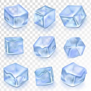 Ice Cubes Isolated Transpatrent Vector. Frost Freeze Design Effect. Clean Cold Stock Illustration