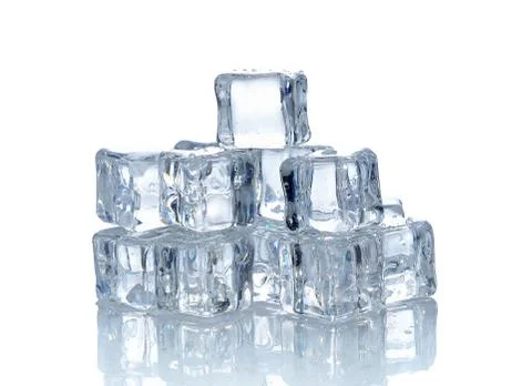 Ice cubes isolated on the white background Stock Photos