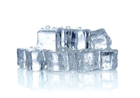 Ice cubes isolated on the white background Stock Photos