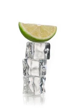 Ice cubes with lemon on top Stock Photos
