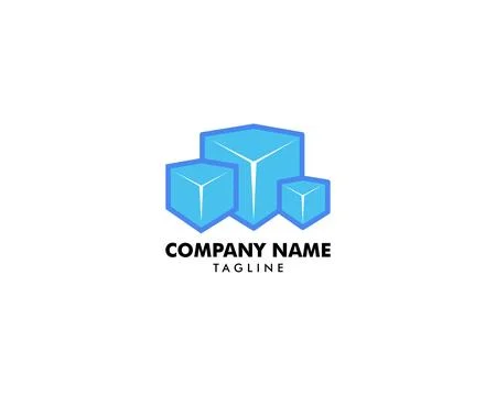 Ice Cubes Logo Design Icon Vector Illustration Stock Illustration