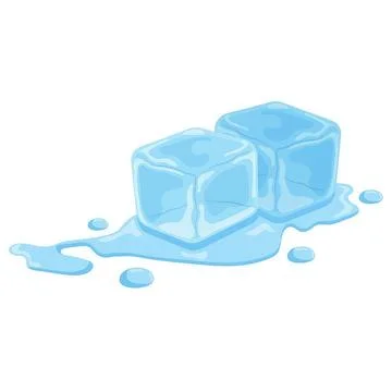 Ice cubes melting on a white surface with water drops Stock Illustration