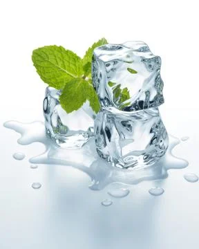Ice cubes with mint Stock Photos