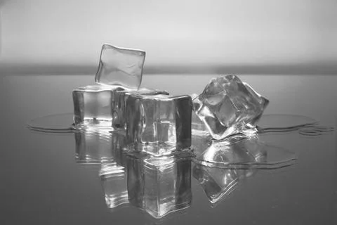 Ice cubes on a reflective surface Stock Photos