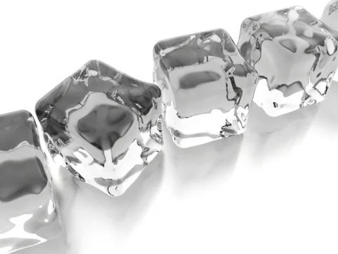 Ice cubes rendered on white background Stock Illustration