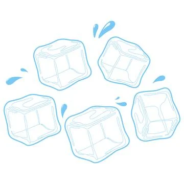 Ice cubes set. Melted ice cube blocks for cold drink. イラスト素材