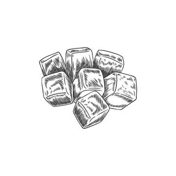 Ice cubes sketch vector illustration Illustrazione stock