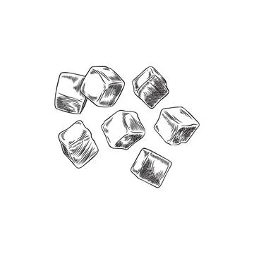 Ice cubes sketch vector illustration イラスト素材
