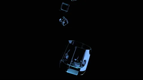Ice cubes slowly fall into the glass. 3d rendering Stock Footage 103407668