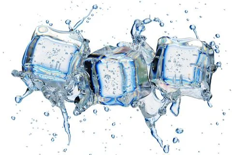 Ice Cubes In Splashing - Cold And Refreshment Illustrazione stock