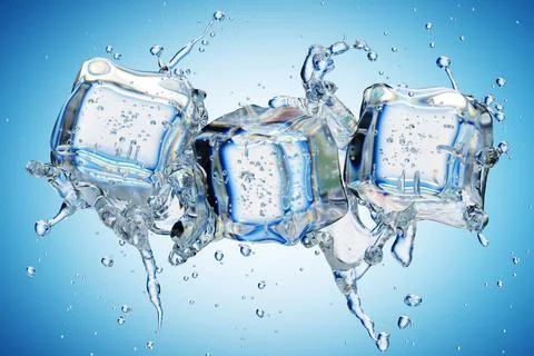 Ice Cubes In Splashing - Cold And Refreshment Illustrazione stock