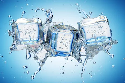 Ice Cubes In Splashing - Cold And Refreshment Illustrazione stock