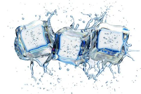 Ice Cubes In Splashing - Cold And Refreshment Illustrazione stock