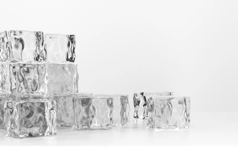 Ice cubes stacked each other with white background, 3d rendering. Stock Illustration