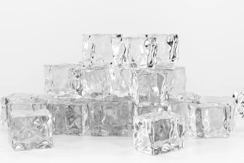 Ice cubes stacked each other with white background, 3d rendering. Stock Illustration