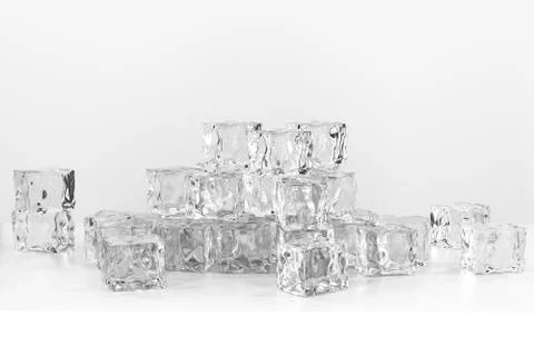Ice cubes stacked each other with white background, 3d rendering. Stock Illustration