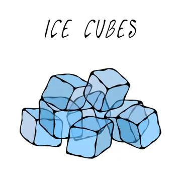 Ice Cubes. Summer Bar Collection. Realistic Hand Drawn High Quality Vector Il Stock Illustration