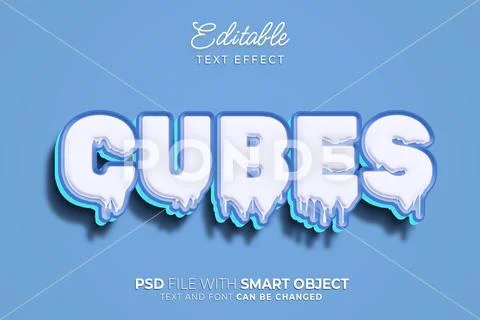 Ice cubes text effect editable Modello PSD