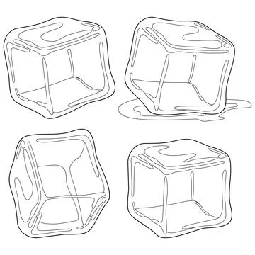Ice cubes. Vector black and white coloring page イラスト素材