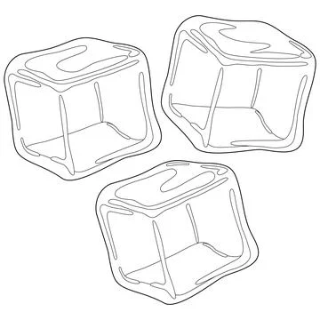Ice cubes. Vector black and white coloring page. Stock Illustration