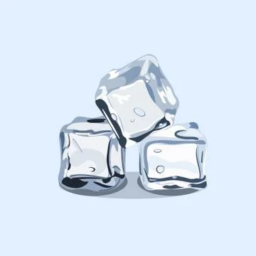Ice cubes, vector EPS 10 isolated on the lishe blue background Stock Illustration
