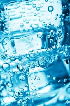 Ice cubes in water bubbles 스톡 사진