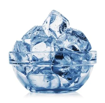 Ice cubes with water droplets in transparent plate Stock Photos