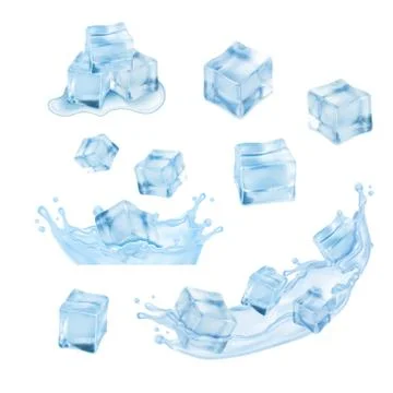 Ice cubes with water Stock Illustration