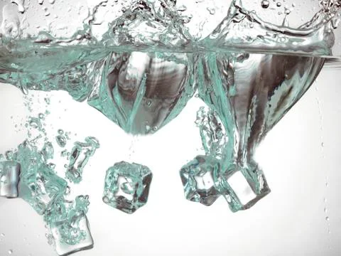 Ice cubes in water Stock Photos